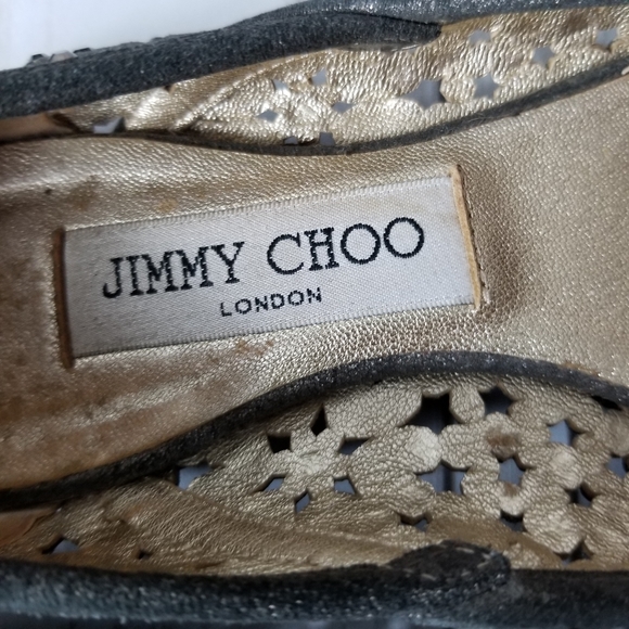 Jimmy Choo Leather Perforated Jeweled Flats - Picture 8 of 11